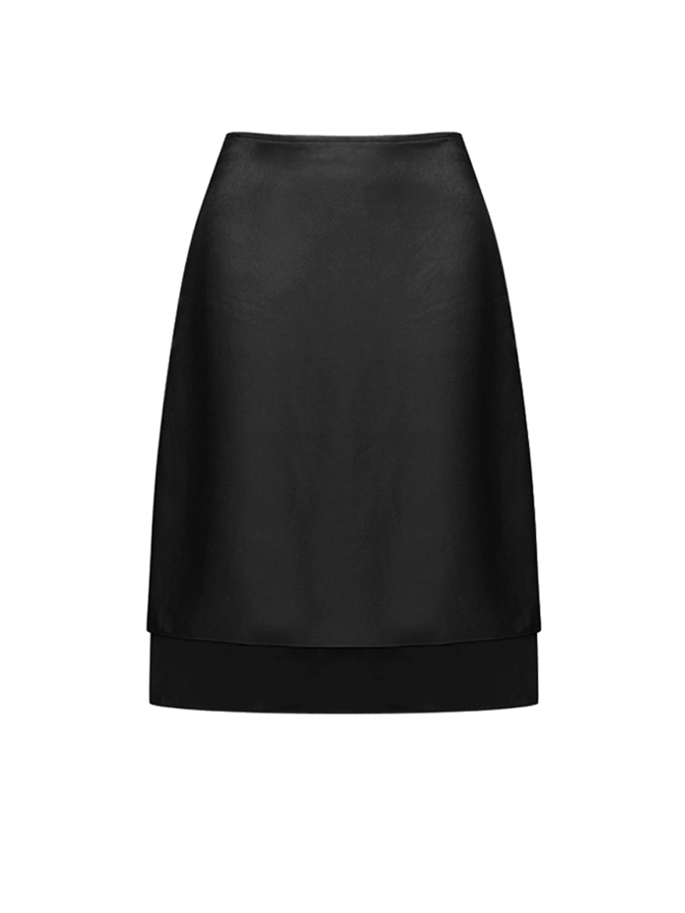 satin layered midi skirt - black