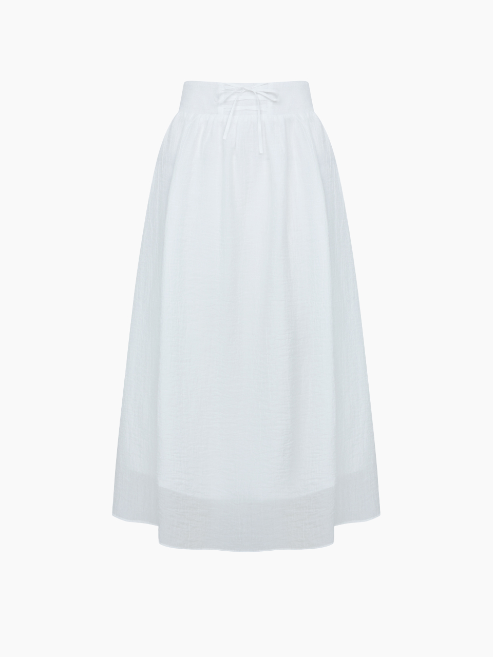 corset ribbon layered long skirt - white